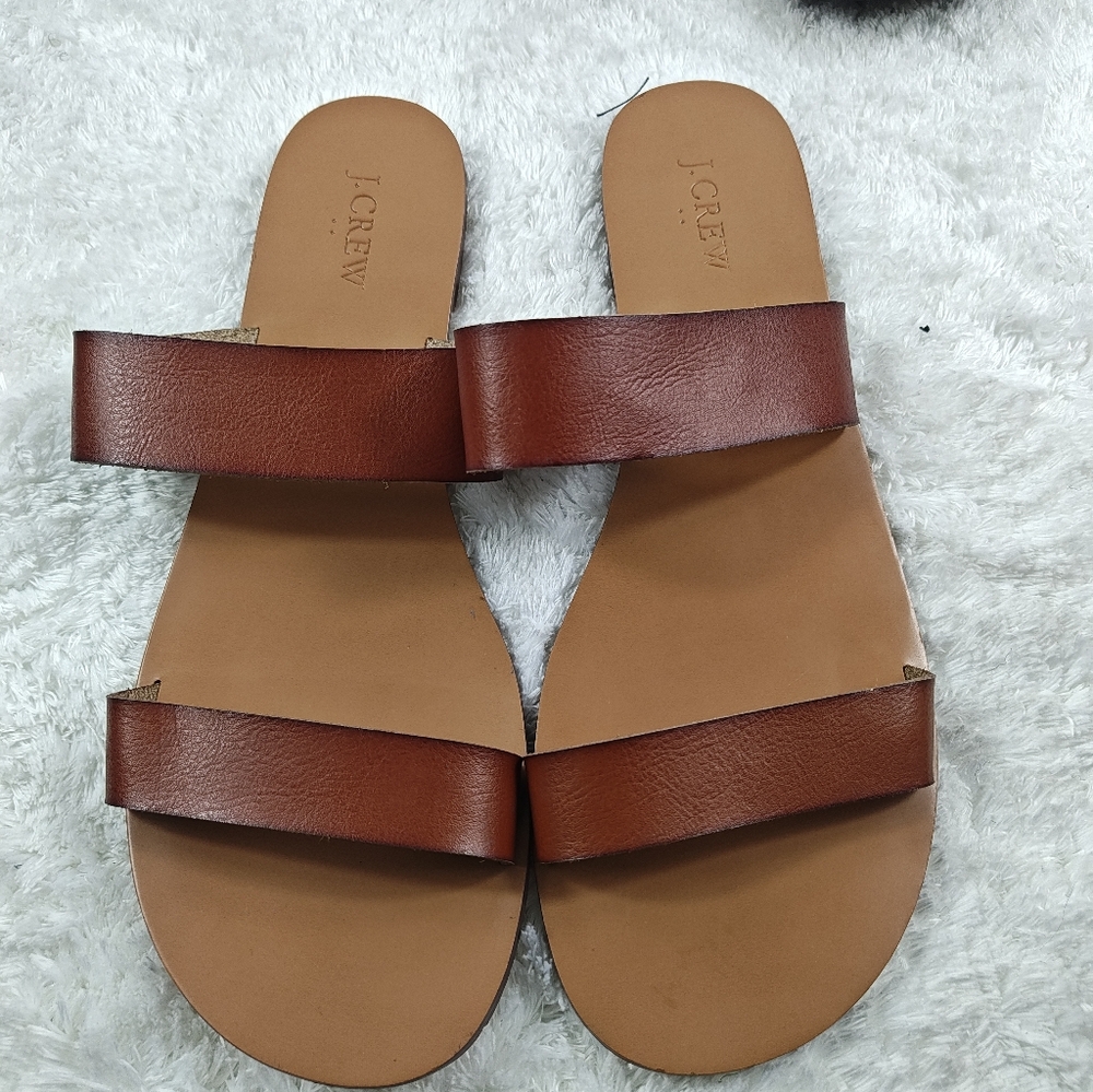 J.Crew Two-Strap Brown Slide Sandals – Women’s Size 11 - Picture 2 of 8